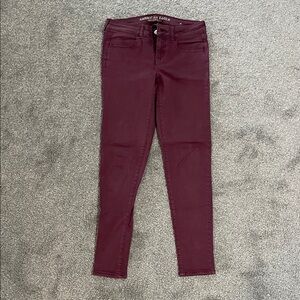 American Eagle Outfitters Women's Dark Red Skinny Jeans